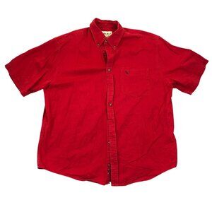 Eddie Bauer Men's Shirt Large Button Up Red Short Sleeve Casual Classic